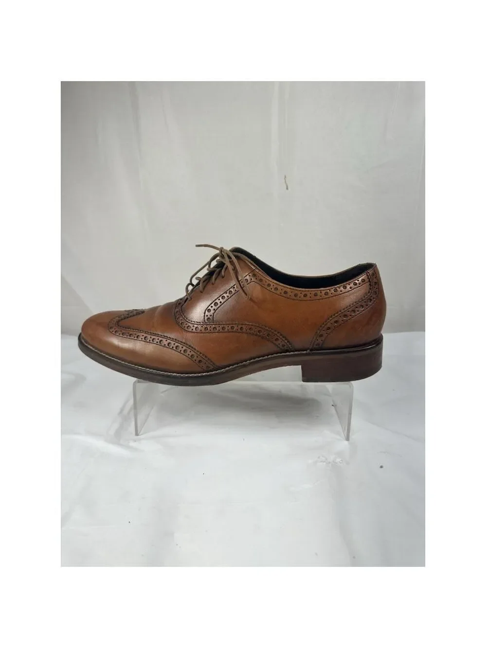 COLE HAAN COGNAC LEATHER WINGTIP BROGUE LACE UP OXFORD DRESS SHOES MEN'S 9.5M